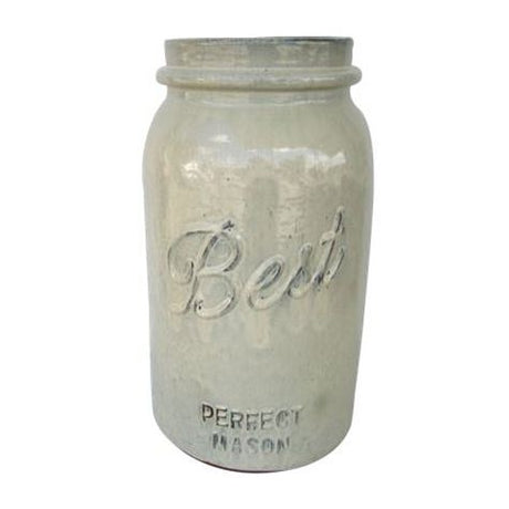 Vintage Pottery Cream 11 Inch Tall Mason Jar - Nature Hills Nursery - Garden Center Item - 