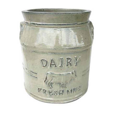 Vintage Pottery Cream 7 Inch Dairy Churn Planter - Nature Hills Nursery - Garden Center Item - 