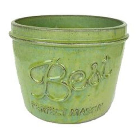 Vintage Pottery Green 11 Inch Low Mason Jar - Nature Hills Nursery - Garden Center Item - 