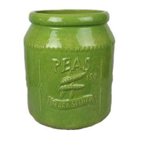 Vintage Pottery Green 11 Inch Peas Seed Packet Planter - Nature Hills Nursery - Garden Center Item - 