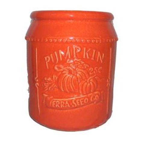 Vintage Pottery Orange 11 Inch Pumpkin Seed Packet Planter - Nature Hills Nursery - Garden Center Item - 