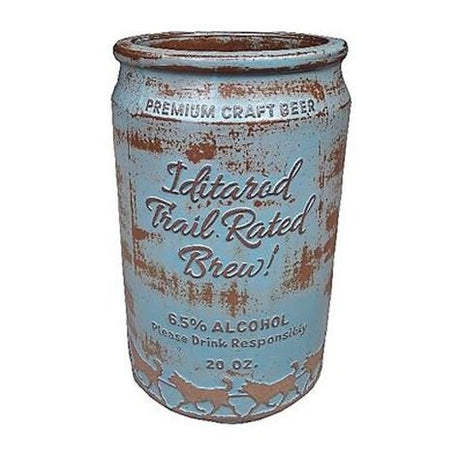 Vintage Pottery Rustic Blue 12 Inch Sled Dog Brew Craft Beer Can Planter - Nature Hills Nursery - Garden Center Item - 