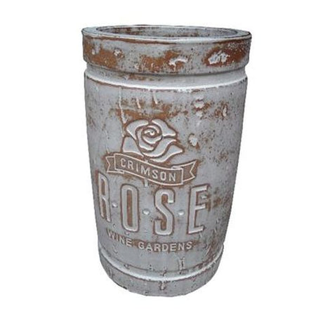 Vintage Pottery Rustic White 10.5 Inch Wine Cork Planter - Nature Hills Nursery - Garden Center Item - 