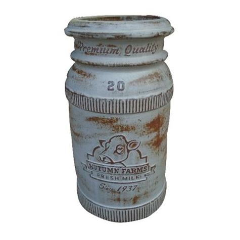Vintage Pottery Rustic White 12 Inch Artisan Tall Dairy Can Planter - Nature Hills Nursery - Garden Center Item - 