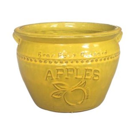 Vintage Pottery Yellow 14 Inch Apple Planter - Nature Hills Nursery - Garden Center Item - 