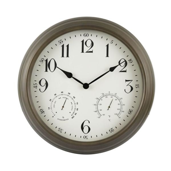 Weather Monitoring Indoor / Outdoor Bronze Colored 16 Inch Wall Clock - Nature Hills Nursery - Garden Center Item - 