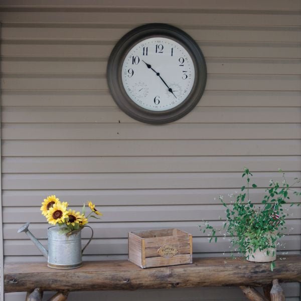 Weather Monitoring Indoor / Outdoor Bronze Colored 18 Inch Wall Clock - Nature Hills Nursery - Garden Center Item - 