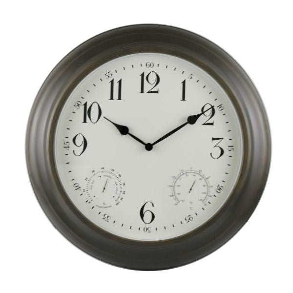 Weather Monitoring Indoor / Outdoor Bronze Colored 18 Inch Wall Clock - Nature Hills Nursery - Garden Center Item - 