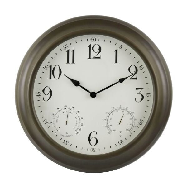 Weather Monitoring Indoor / Outdoor Bronze Colored 24 Inch Wall Clock - Nature Hills Nursery - Garden Center Item - 