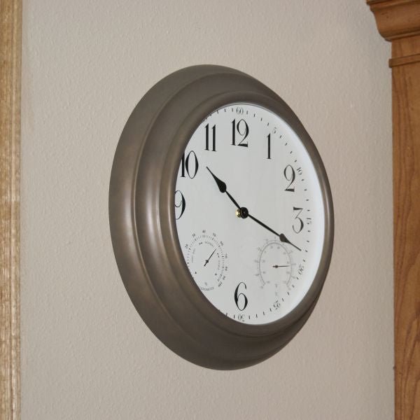 Weather Monitoring Indoor / Outdoor Bronze Colored 24 Inch Wall Clock - Nature Hills Nursery - Garden Center Item - 