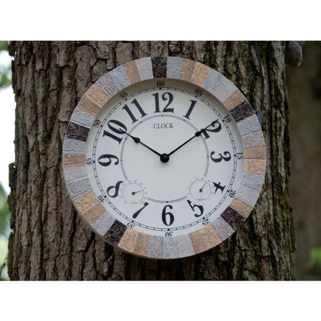 Weather Monitoring Indoor / Outdoor Looks Like Stone Grey & Brown Clock - Nature Hills Nursery - Garden Center Item - 