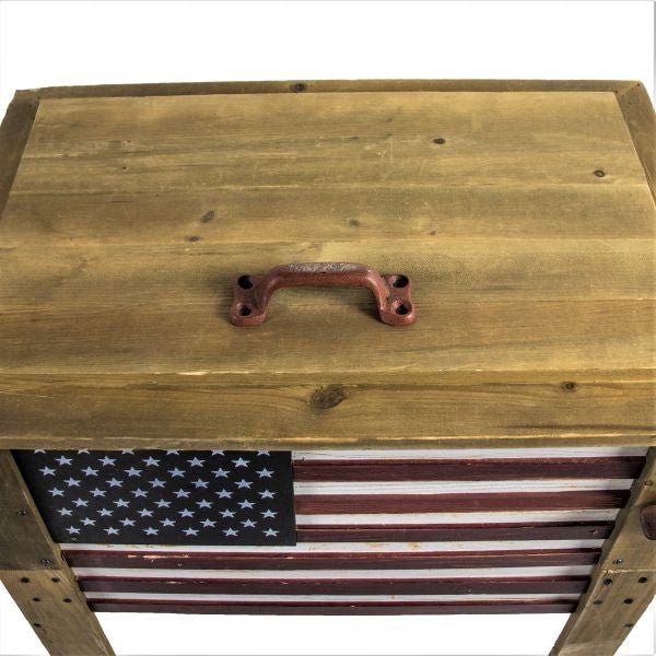 Wooden American Flag Outdoor Patio Cooler - Nature Hills Nursery - Garden Center Item - 