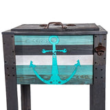 Wooden Grey Anchor Design Outdoor Patio Cooler - Nature Hills Nursery - Garden Center Item - 