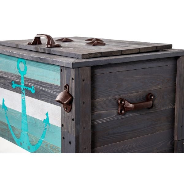 Wooden Grey Anchor Design Outdoor Patio Cooler - Nature Hills Nursery - Garden Center Item - 
