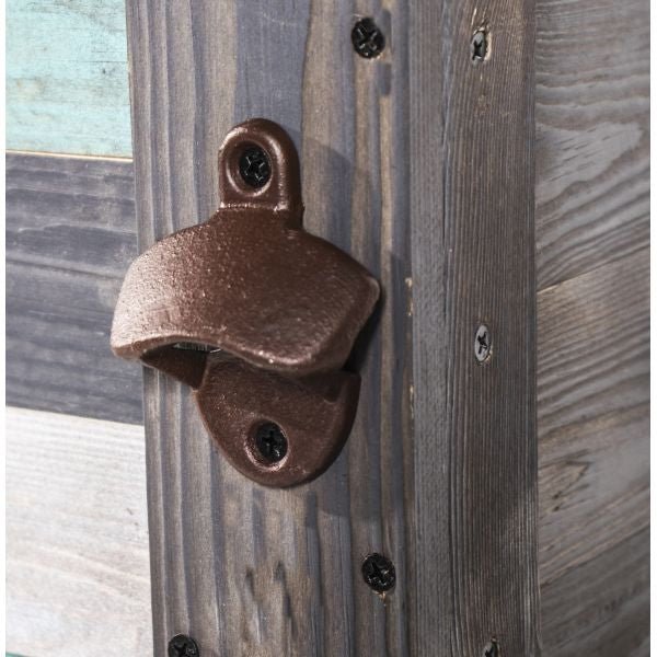 Wooden Grey The Beach Is My Happy Place Outdoor Patio Cooler - Nature Hills Nursery - Garden Center Item - 
