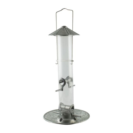 Woodlink Rustic Farmhouse Galvanized Silo 1.5 lb Clear Tube Seed Feeder - Nature Hills Nursery - Garden Center Item - 